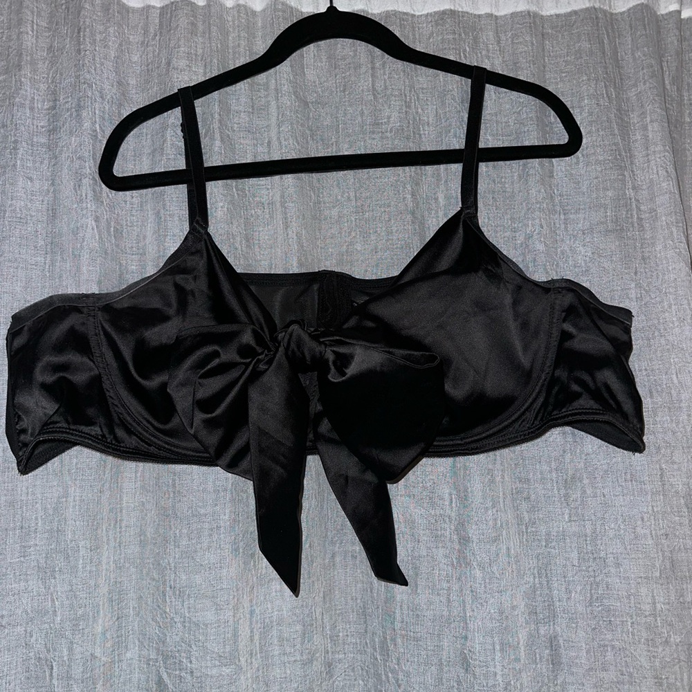 Torrid Black Satin Bralette with Elegant Bow